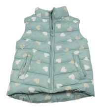 Zelená šušťáková zateplená vesta so srdiečkami Dopodopo