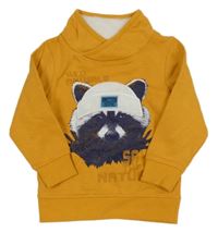 Hořčicová mikina s mývalem Kids