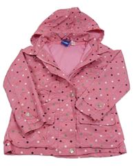Ružovo-farebná bodkovaná á šušťáková jarná bunda s kapucňou Lupilu