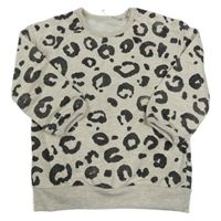 Béžovo-tmavošedá melírovaná mikina s leopardím vzorem George