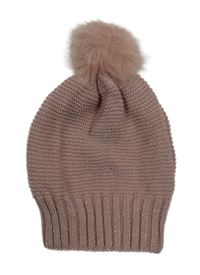 Starorůžová třpytivá čepice s bambulí 