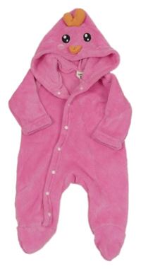 Ružová plyšová kombinéza s kapucí - kuře Shein