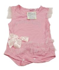 Nové - Růžové body s nápisem z kamínků a volánky 