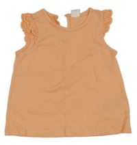 Oranžový top s volániky s madeirou H&M