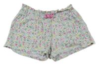 Bielo-zeleno-ružové kvetované kraťasy Kids