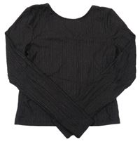 Čierne rebrované trblietavé crop tričko H&M