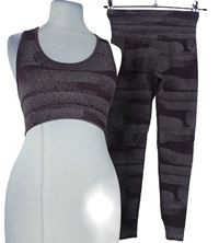 2x Dámsky vínový melírovaný športové crop top + legíny Persuefitness