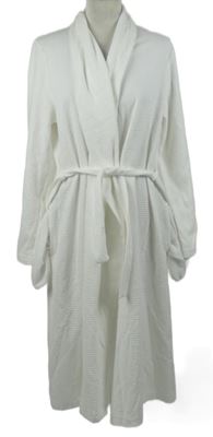 Dámský bílý bavlněný župan s páskem 