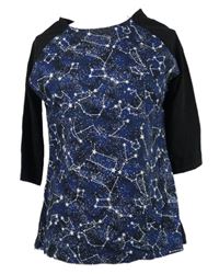 Dámské modro-černé triko s hvězdičkami 