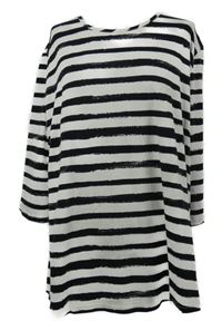 Dámská smetanovo-černá pruhovaná tunika 