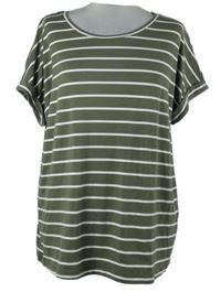 Dámské khaki-bílé pruhované tričko Gina Benotti 