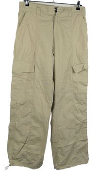 Dámské béžové plátěné cargo kalhoty s kapsami F&F