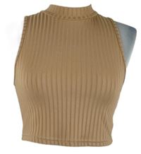 Dámsky pudrový rebrovaný crop top Shein
