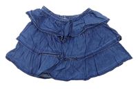 Tmavomodrá volániková rifľová sukňa F&F