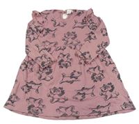 Ružové rebrované bavlnené šaty s kočičkami Disney