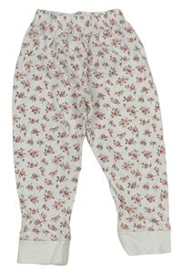 Biele kvetované pyžamové nohavice Tu