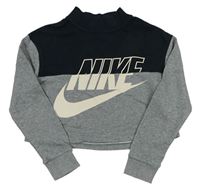 Černo-šedá crop mikina s logem Nike