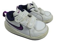 Bílo-fialové koženkové botasky s logom Nike vel.22.5