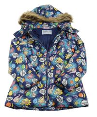 Tmavomodrá šusťáková zimní parka s My little Pony a kapucí 
