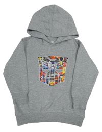 Svetlosivá mikina s Transformers a kapucňou