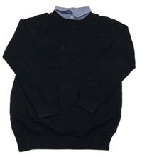 Čierny sveter s košeľovým golierom zn. Next