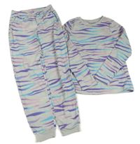 Sivo-farebné vzorované fleecové pyžama