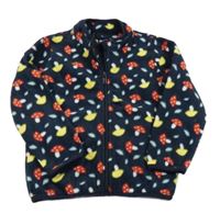 Tmavomodrá fleecová prepínaci mikina s houbami