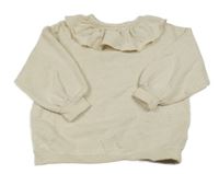 Béžovo-zlatá pruhovaná oversize mikina s límečkem Next