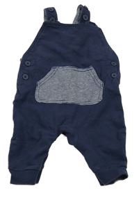 Tmavomodré laclové tepláky s pruhovanou klokankou George