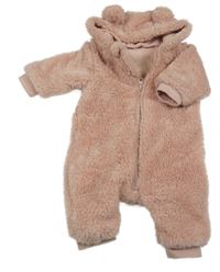 Staroružová chlpatá zateplená kombinéza s kapucňou