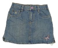 Modrá rifľová sukňa s motýlkom