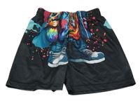 Čierno-farebné kraťasy s potlačou