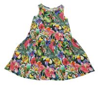Zeleno-růžovo farebné vzorované bavlnené šaty s kvetinami H&M