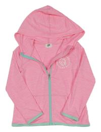Neonově růžová melírovaná propínací mikina s kapucí H&M