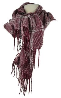 Dámská červeno-bílá kostkovaná šála s třásněmi Sure