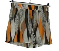 Dámské bílo-černo-oranžové vzorované šifonové kraťasy Boohoo