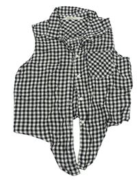 Bielo-čierna kockovaná crop blúzka s uzlom H&M