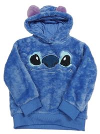 Modrá chlpatá mikina s kapucí - Stitch zn. Disney