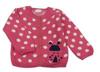 Růžový puntíkatý propínací svetr s beruškou Next
