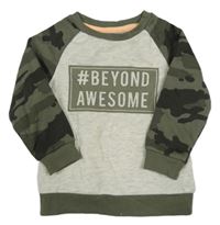 Šedo-khaki army mikina s nápisom zn. Primark