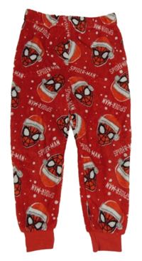 Červené chlpaté pyžamové nohavice so Spidermanem Marvel