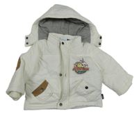 Bílá šusťáková zateplená bunda s Looney tunes  a kapucí 