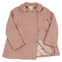 Růžovo-smetanový vzorovaný vlněný podšitý kabát s límečkem Next