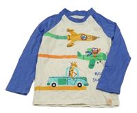 Modro-smetanové triko s raketou a letadlem F&F