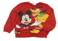Červená mikina s Mickeym a Plutem Disney