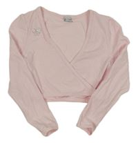 Svetloružové zavinovací bolerko s motýlem z kamínků Tu