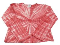 Jahodovo-biele batikované tričko