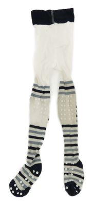 Smetanovo-modro-tmavomodré pruhované punčocháče