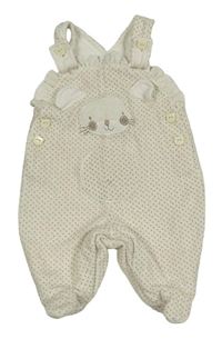 Smetanové puntíkaté sametové dupačky s myškou 