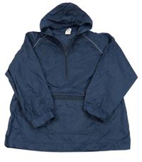 Tmavomodrá šusťáková větrovka s kapucí 